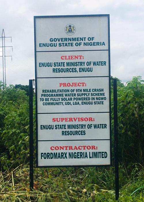 Rehabilitation of 9th Mile Crash Program Solar-Powered Water Supply Scheme